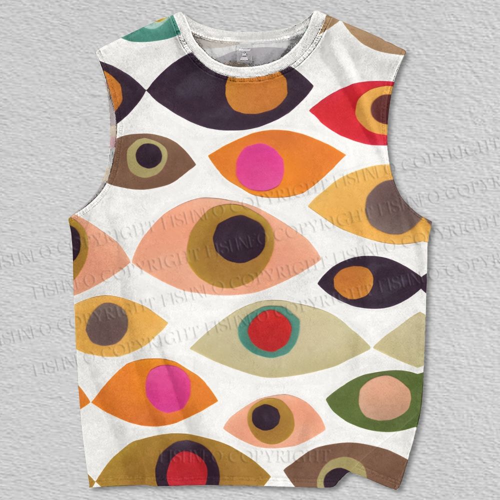 Unisex Colorful Eyes Printed Tank Top