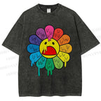 Unisex Takashi Murakami Flower Printed Washed Tee