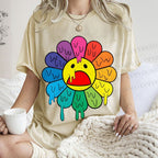 Unisex Takashi Murakami Flower Printed Washed Tee