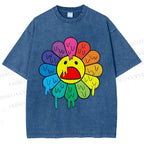 Unisex Takashi Murakami Flower Printed Washed Tee