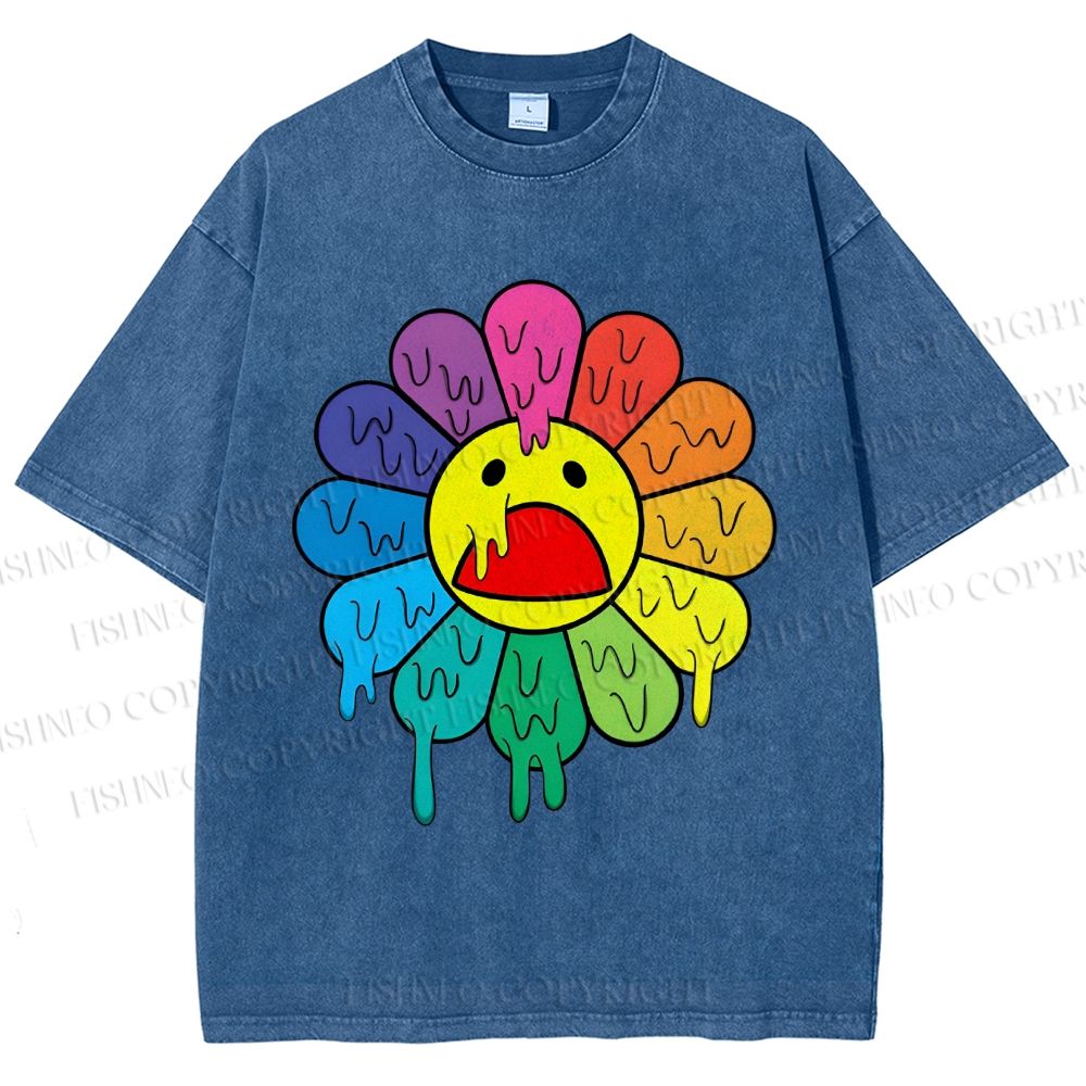 Unisex Takashi Murakami Flower Printed Washed Tee