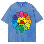 Unisex Takashi Murakami Flower Printed Washed Tee
