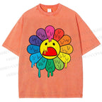 Unisex Takashi Murakami Flower Printed Washed Tee