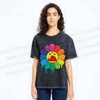 Unisex Takashi Murakami Flower Printed Washed Tee