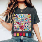 Unisex Takashi Murakami Flowers Printed Washed Tee