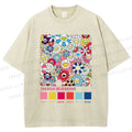 Unisex Takashi Murakami Flowers Printed Washed Tee