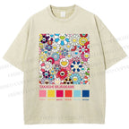 Unisex Takashi Murakami Flowers Printed Washed Tee
