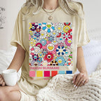 Unisex Takashi Murakami Flowers Printed Washed Tee