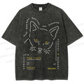 Unisex Cat Printed Washed Tee