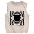 Unisex Artistic Geometric Eyes Printed Washed Tank Top