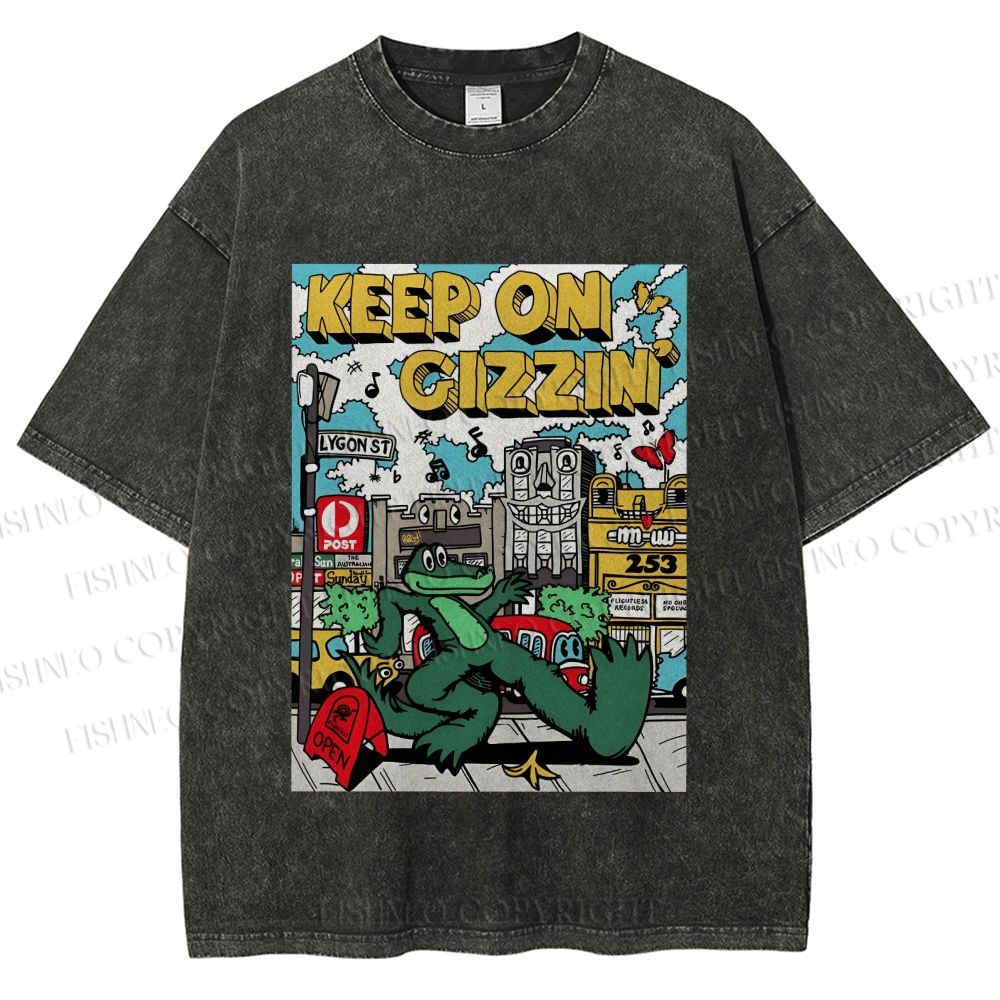Unisex Keep On Gizzin Printed Washed Tee