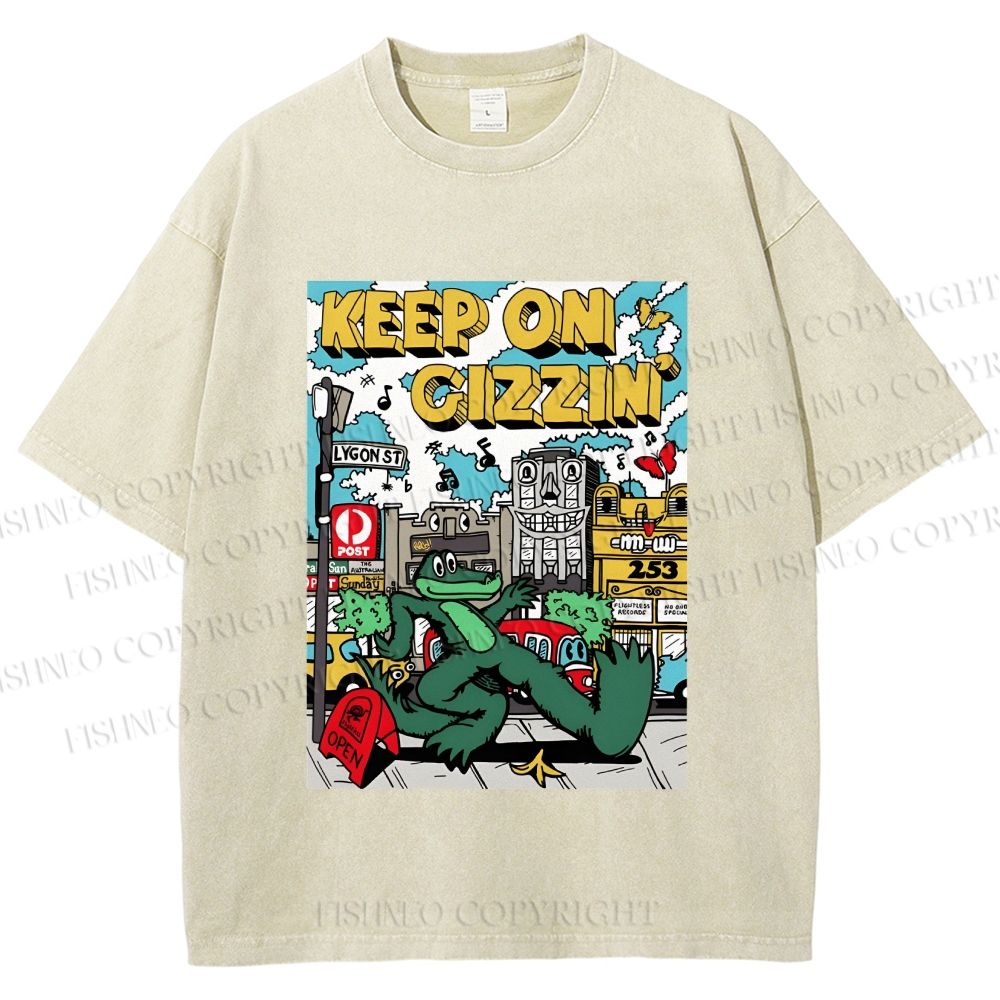 Unisex Keep On Gizzin Printed Washed Tee