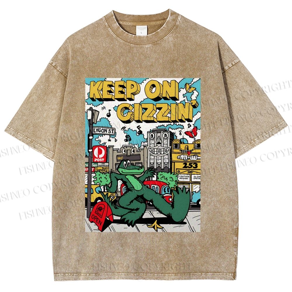 Unisex Keep On Gizzin Printed Washed Tee