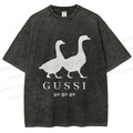 Unisex Goose Printed Washed Tee