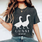 Unisex Goose Printed Washed Tee