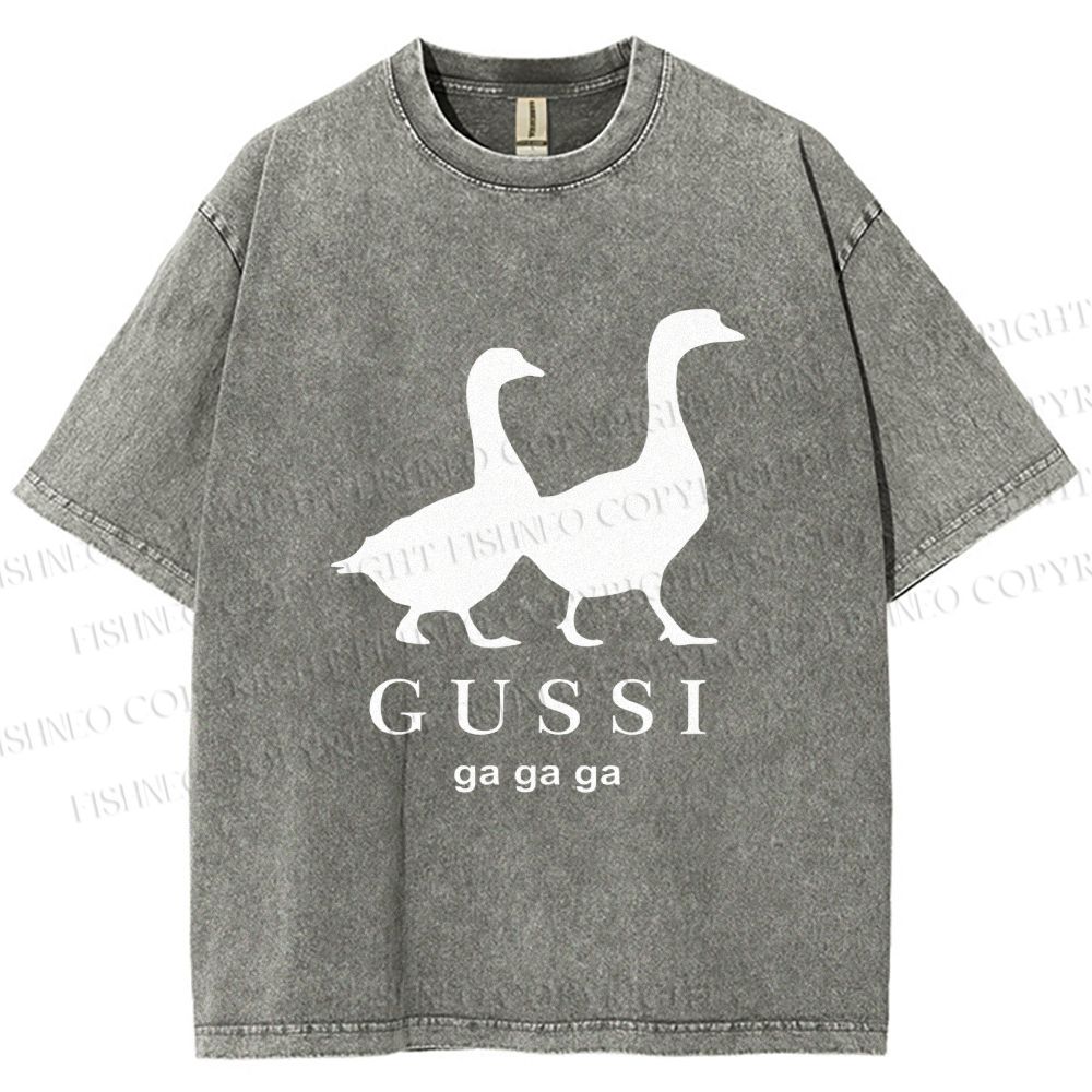 Unisex Goose Printed Washed Tee