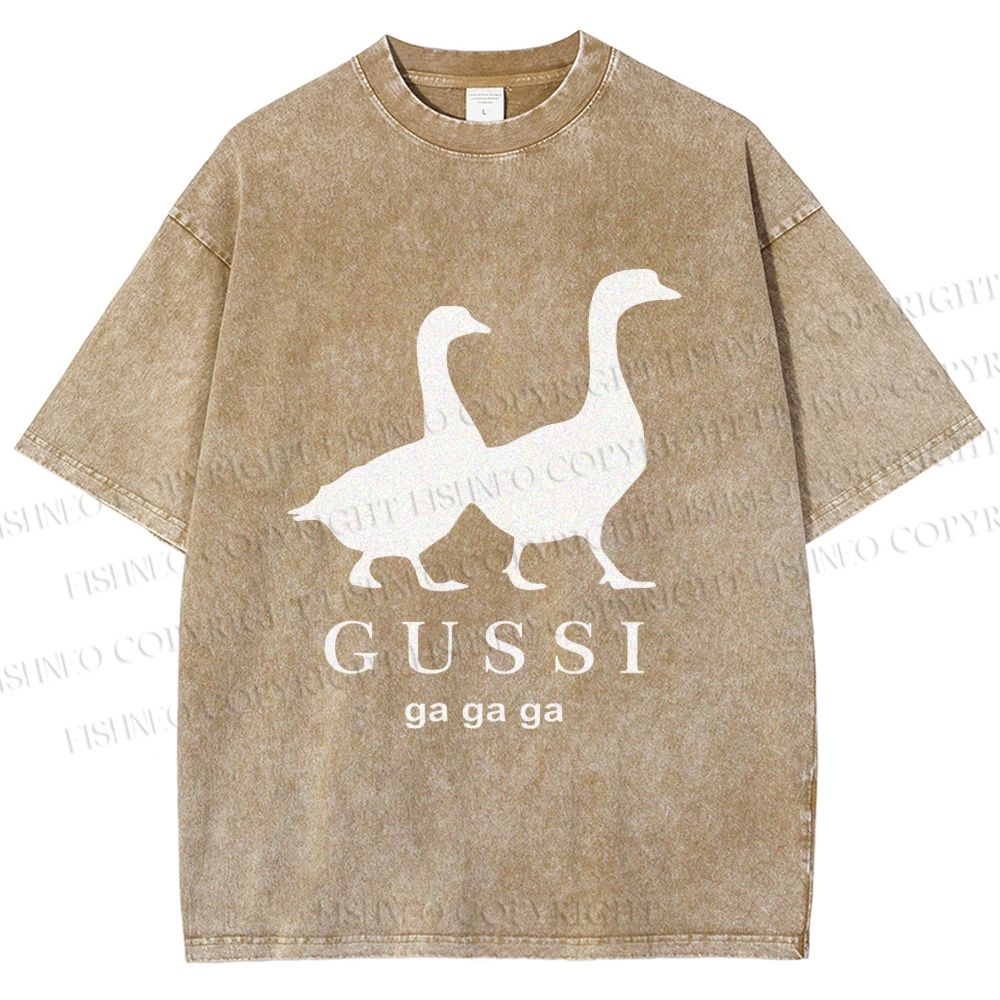 Unisex Goose Printed Washed Tee