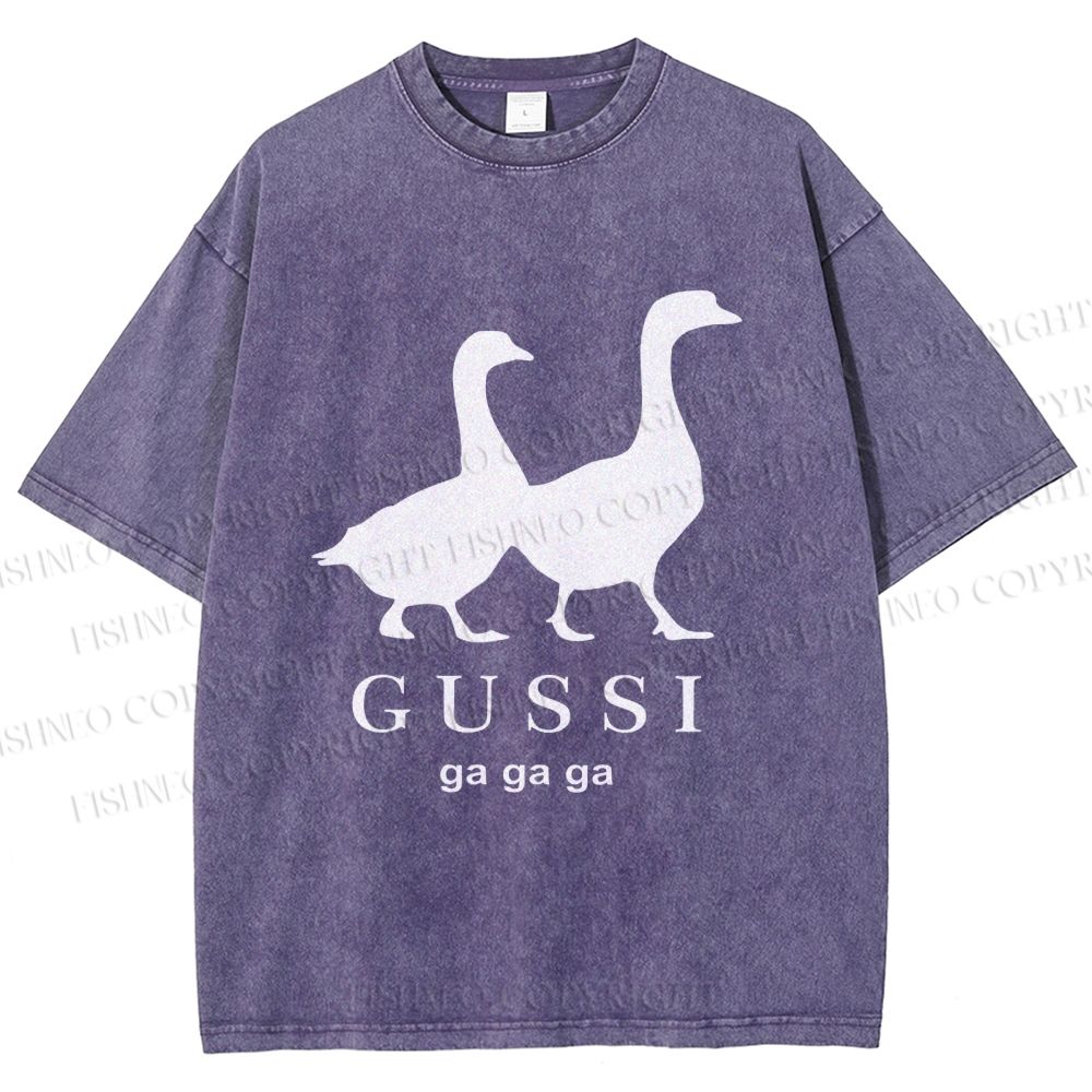 Unisex Goose Printed Washed Tee