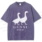 Unisex Goose Printed Washed Tee