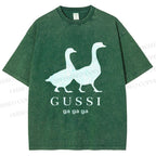 Unisex Goose Printed Washed Tee