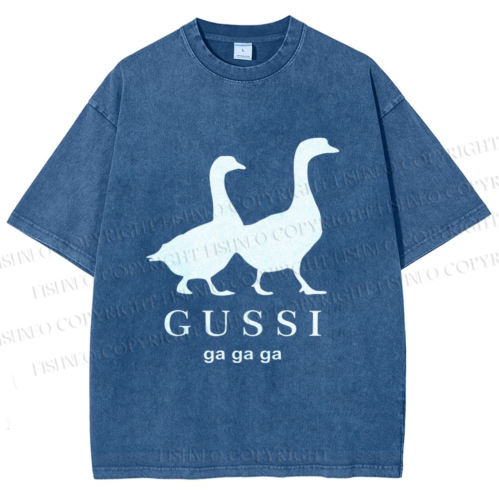 Unisex Goose Printed Washed Tee