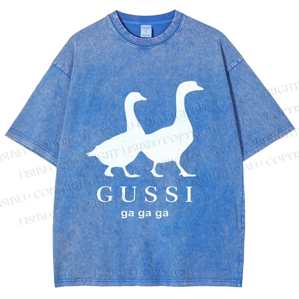 Unisex Goose Printed Washed Tee