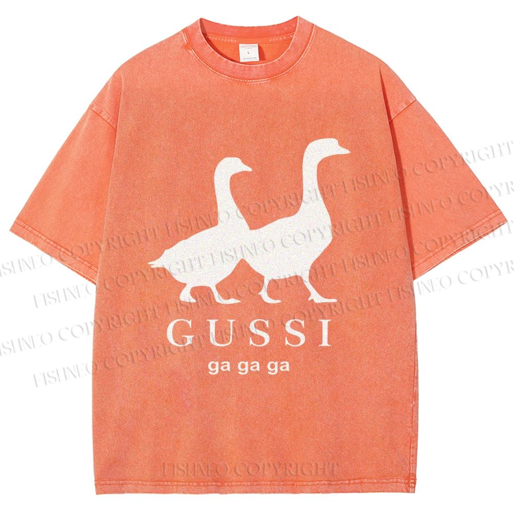 Unisex Goose Printed Washed Tee