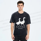 Unisex Goose Printed Washed Tee
