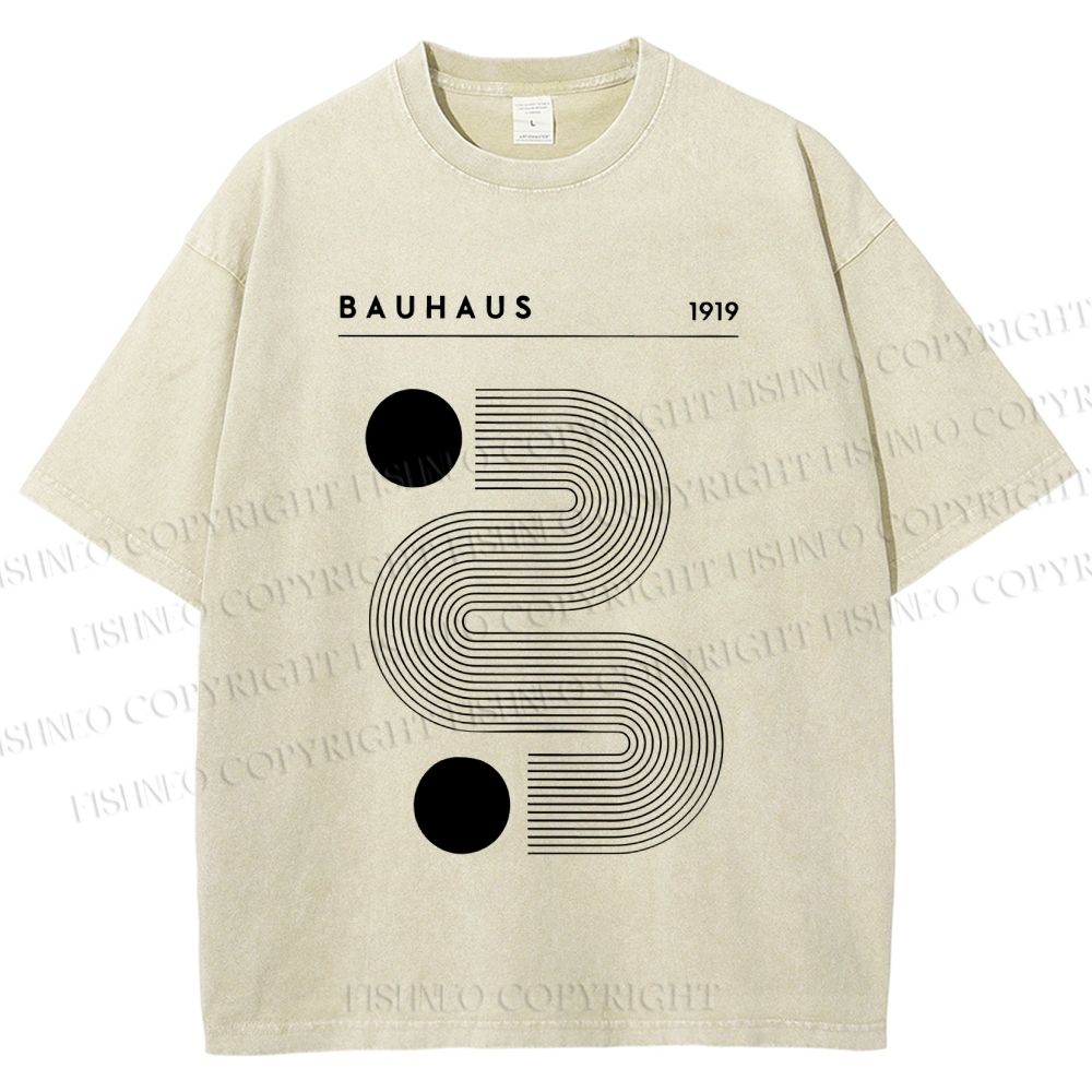 Unisex Geometric Line Art Printed Washed Tee