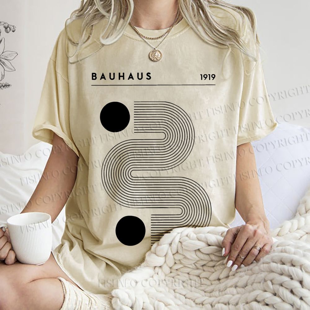 Unisex Geometric Line Art Printed Washed Tee
