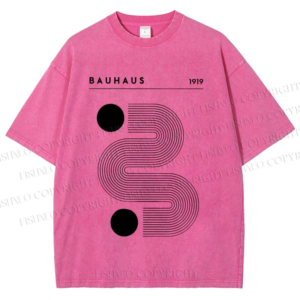 Unisex Geometric Line Art Printed Washed Tee