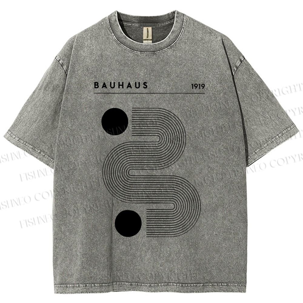 Unisex Geometric Line Art Printed Washed Tee