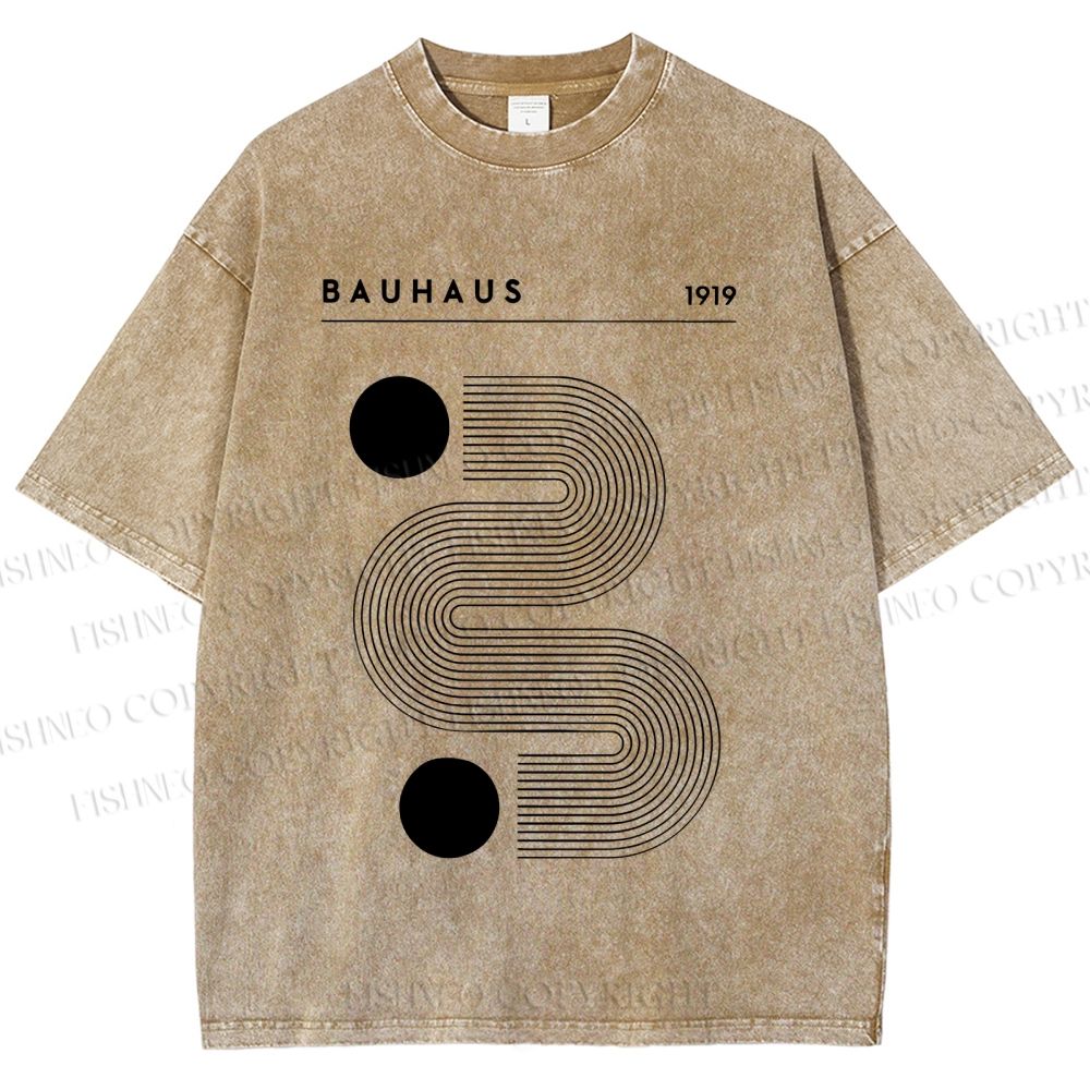 Unisex Geometric Line Art Printed Washed Tee