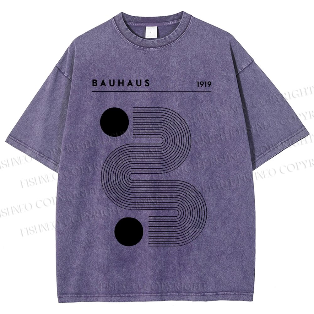 Unisex Geometric Line Art Printed Washed Tee