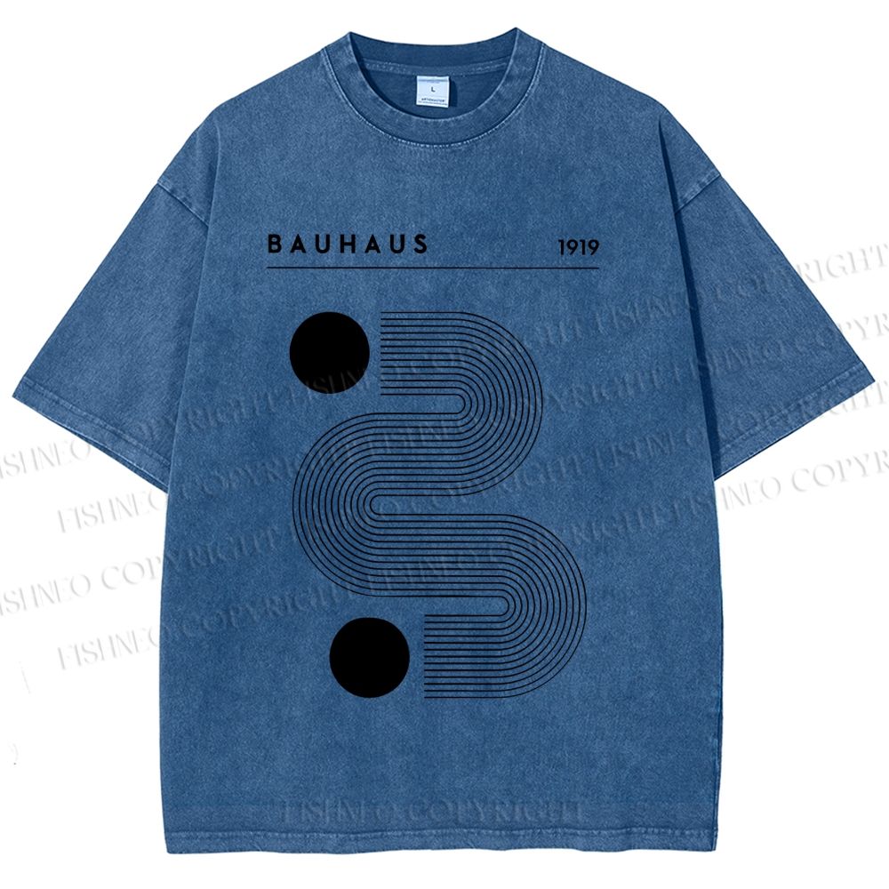 Unisex Geometric Line Art Printed Washed Tee