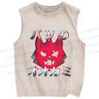 Unisex Wolf Printed Washed Tank Top