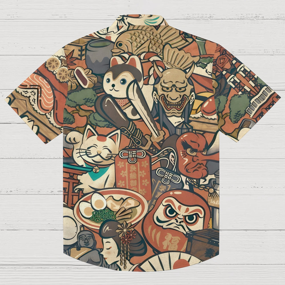 Japanese Traditional Elements Button-up Shirt