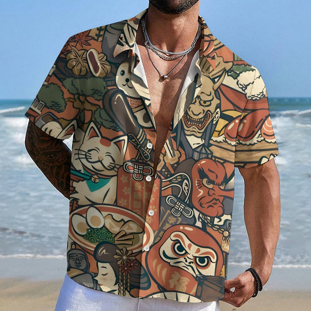 Japanese Traditional Elements Button-up Shirt
