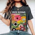 Unisex Flowers Yayoi Kusama Printed Washed Tee