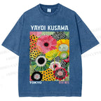 Unisex Flowers Yayoi Kusama Printed Washed Tee