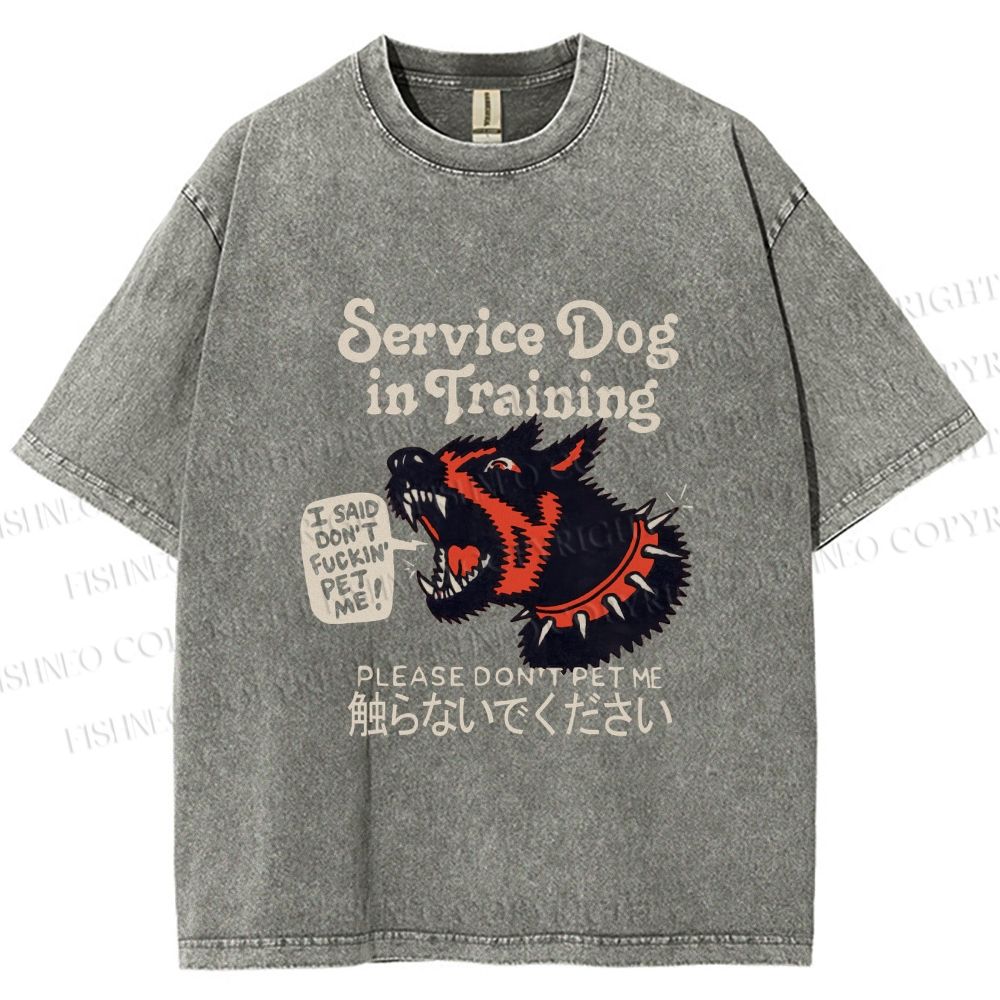 Unisex Japanese Trained Dog Do Not Pet Me Printed Washed Tee