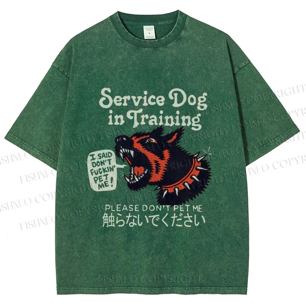 Unisex Japanese Trained Dog Do Not Pet Me Printed Washed Tee