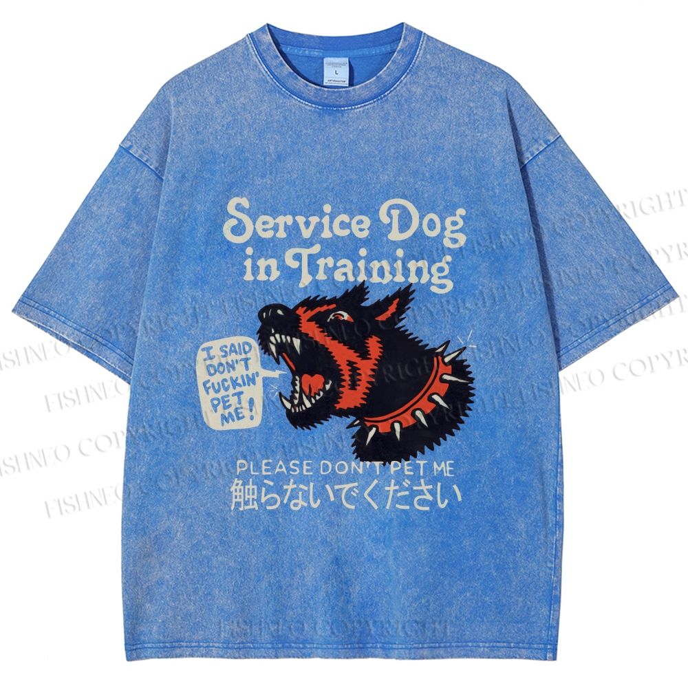 Unisex Japanese Trained Dog Do Not Pet Me Printed Washed Tee
