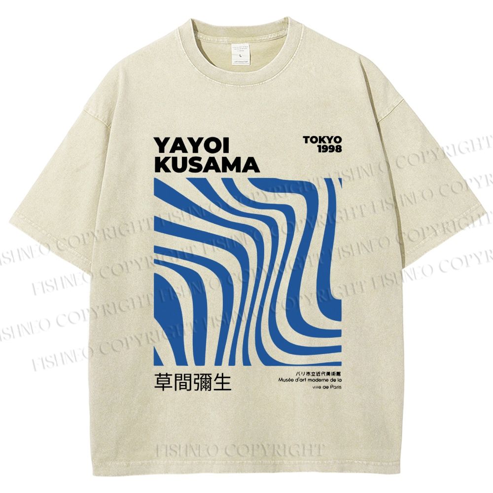 Unisex Sea Wave Yayoi Kusama Printed Washed Tee