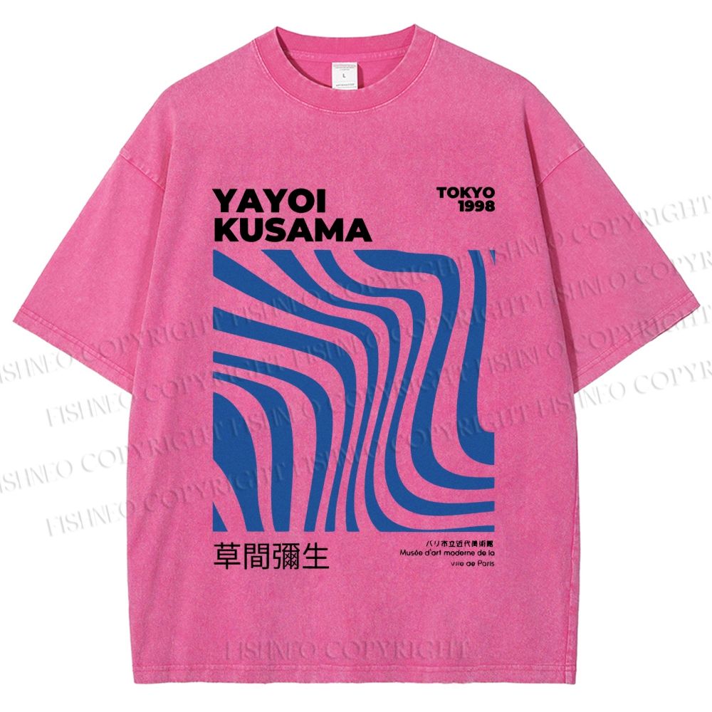 Unisex Sea Wave Yayoi Kusama Printed Washed Tee