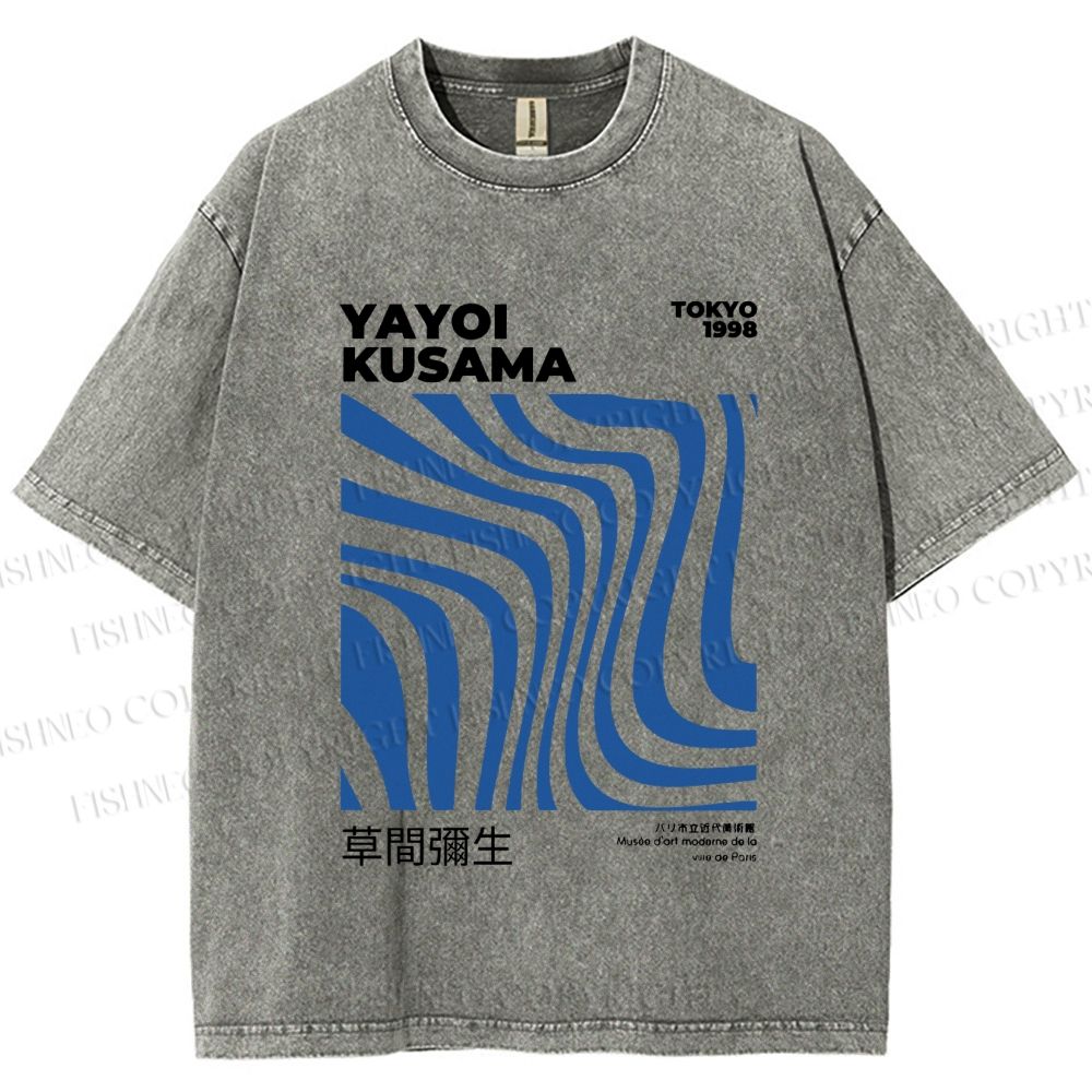 Unisex Sea Wave Yayoi Kusama Printed Washed Tee