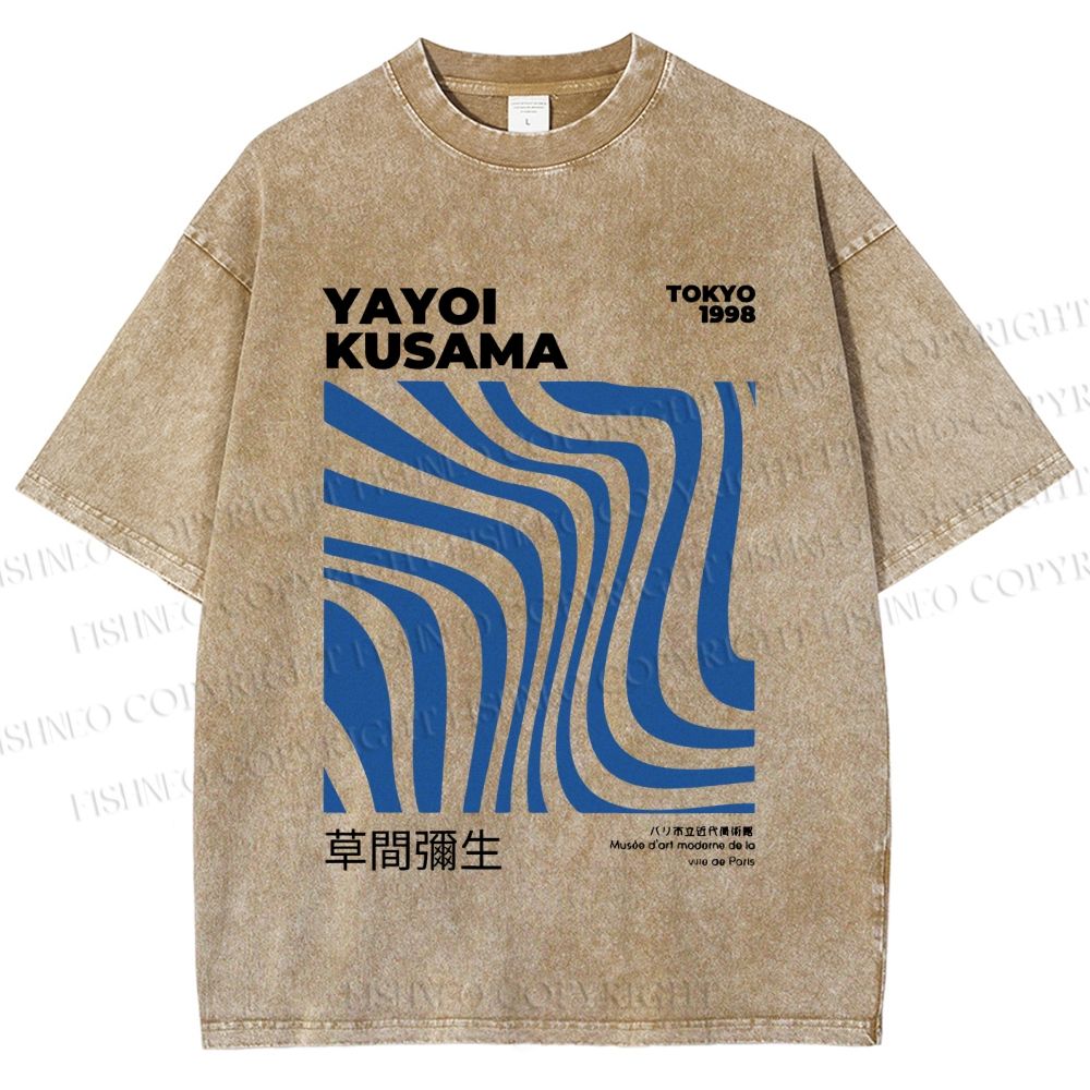 Unisex Sea Wave Yayoi Kusama Printed Washed Tee