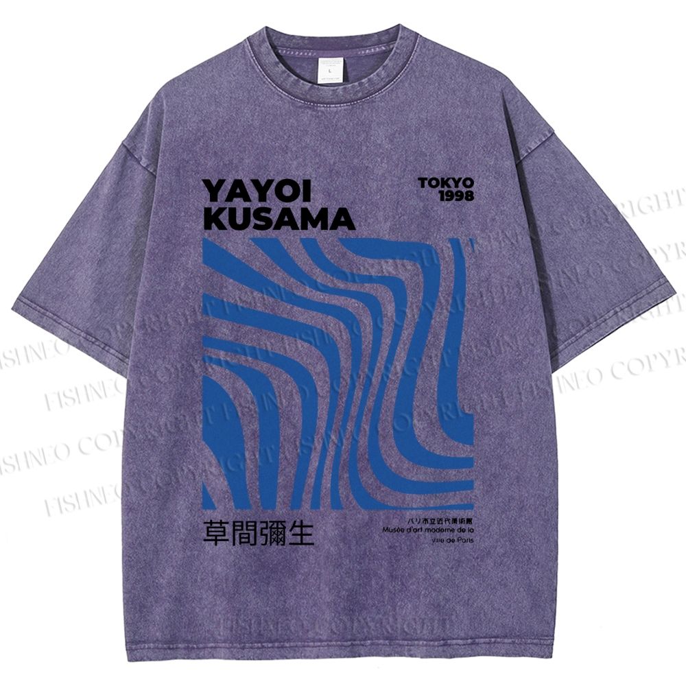 Unisex Sea Wave Yayoi Kusama Printed Washed Tee
