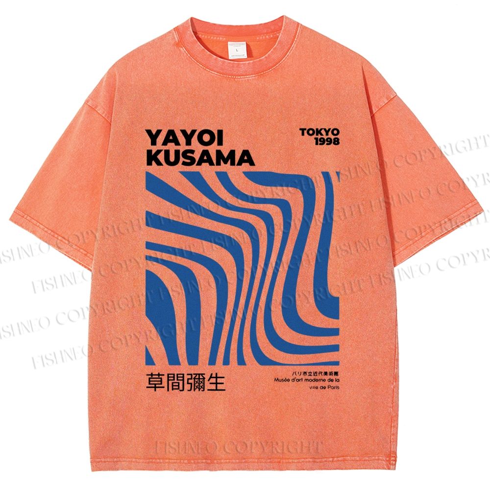 Unisex Sea Wave Yayoi Kusama Printed Washed Tee