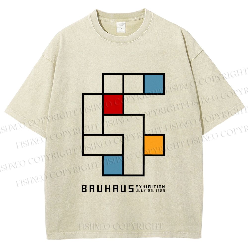 Unisex Bauhaus Design Printed Washed Tee